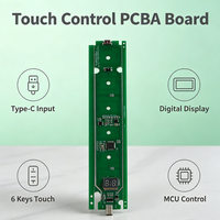 PCBA con Control Táctil Tipo-C, Placa de Circuito Táctil Capacitiva de 6 Teclas con Pantalla de 2 Dígitos para Equipos de Belleza y Peluquería
