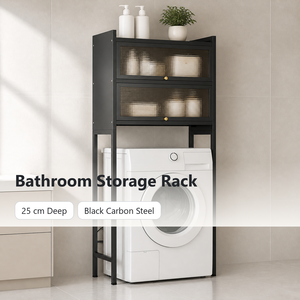 Mobiletto Salvaspazio per Lavatrice con Due Ante Ribaltabili, Organizzatore Alto per Lavanderia <span class=keywords><strong>e</strong></span> Bagno - Product Image 4