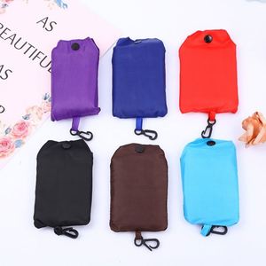 Manufacturer Spot Wholesale Solid Color <b>Folding</b> Reusable Shopping <b>Bag</b>, Portable Hand Tote with Storage Pouch - Product Image 3