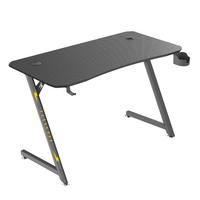 Moderna mesa de Juegos de ordenador PC negra en forma de Z de acero grueso de 1,2mm con portavasos
