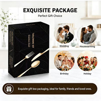 Juego de Cubiertos de Acero Inoxidable Moderno con Acabado Espejo, Apto para Lavavajillas, para Bodas, Fiestas, Hoteles y Restaurantes, en Caja de Regalo