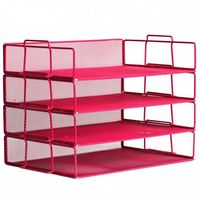 Desktop Letter Tray File Organizer Sorter Desk Document Organizer Shelf Tray Magazine Holder 4 Tier Stackable Heavy Duty Metal