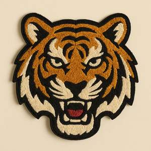 メーカー卸売 カスタム 大型 ベルクロ 刺繍 タイガーハットパッチ ジャケット シェニール ジーンズ キャップパッチ アイロン接着 - Product Image 3