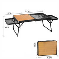 Modernes Design Tragbarer faltbarer Grill tisch mit Holzmaserung Metallgitter Picknicks Camping Kitchen Hotels Außen gebrauch