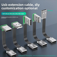 Kabel Data USB 2.0 Male-to-male Tipe A Transmisi Dua Arah Silikon Datar Lembut Koneksi Berbentuk L 90 Derajat Atas/Bawah