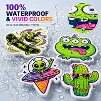 Autocollant en vinyle personnalisé, autocollant amusant et fantaisiste, autocollant de dessin animé, autocollant adhésif imperméable, autocollants découpés à la forme pour skateboard, bouteille d'eau