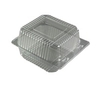 Boîte alimentaire carrée jetable en plastique PET transparent avec couvercle pour pâtisseries, sushis et snacks