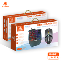Clavier Jeqang JK-913 4N1 Mini USB à une main avec rétroéclairage RVB Plug and Play pour les jeux PUBG Optique de bureau