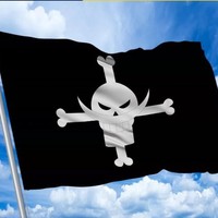 Drapeau de pirate anime personnalisé Jolly Roger avec croix de mort, carré, imperméable, en polyester, avec mât en aluminium, pour décoration de fête cosplay et extérieur