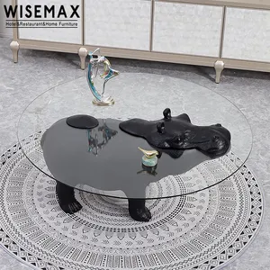WISEMAX FURNITUREモダンで軽くて豪華なハイエンドガラスカバコーヒーテーブルパーソナリティ家具動物の形のカバコーヒーテーブル