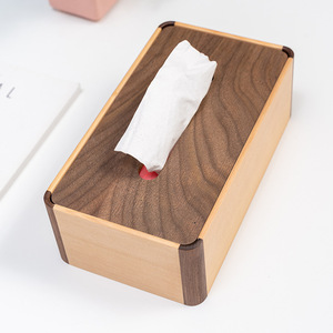Cover Tissue Box Black Walnut Magnet Cover Premium Biodegradable Eco Friendly Wooden Decorative Facial Tissue Pull Cube Dispenser Holder Box