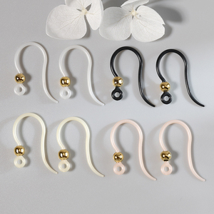<strong>Jewelry</strong> Making <strong>Supplies</strong> 9mm Earrings Accessories White Black Ear Wires Resin Earring Hooks with Bead - Product Image 2