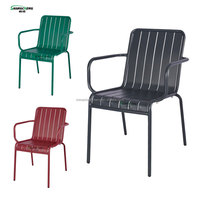 Nouveau design enduit de poudre de soudage Garden Bistro Cafe Restaurant Café Salle à manger en aluminium Chaise sans bras