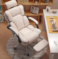 Chaise de bureau ergonomique à dossier haut réglable en hauteur, avec accoudoirs en cuir PU et repose-pieds, structure en acier