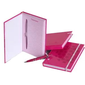 Custom Shaped Pen Holder Inner Pages Elegant Printed A5 Paper Hardcover Notebook With Elastic Band