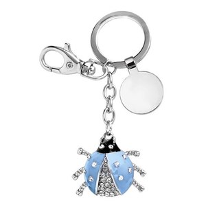 Porte-clés Ladybird avec breloque en cristal bleu clair, clip en métal pour clés, accessoires de sac - Product Image 1