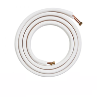Tuyau de cuivre isolé en PE blanc pour CVC, 1/4, 3/8, 1/2, 5/8, 3/4, 7/8 pouces, 0,6-0,8 mm, 20 m, jeu de conduites en cuivre