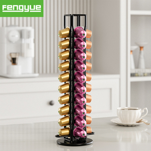 ชั้นวางแก้วกาแฟแบบตั้งพื้น โครงเหล็กสีดำ แบบสองชั้น สำหรับจัดเก็บแคปซูลกาแฟ - Product Image 1