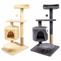 Tour à chat multi-niveaux avec condo en peluche, griffoir en sisal naturel, base en bois d'ingénierie, OEM ODM, carton solide personnalisé
