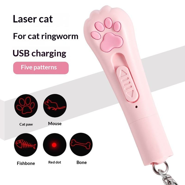 USB Charging Multi-function Laser Cat-teasing Keychain Pet Cat Laser Toy Led Light Interactive Laser Pointer Toys