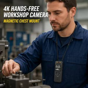 Caméra corporelle 4K WiFi avec objectif rotatif grand angle, enregistreur vidéo portable avec cordon magnétique pour inspection d'atelier et patrouille - Product Image 1