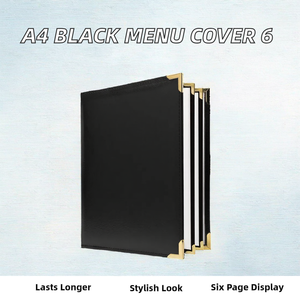 แฟ้มหนังสือปกหนัง PU สีดำ WFD A5/A6/A7 พร้อมคลิปหนีบ  ปกเมนู  6 หน้า  พิมพ์ดิจิตอลและพิมพ์ยูวี - Product Image 2