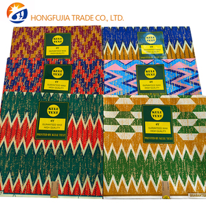 Tessuto in <span class=keywords><strong>Cotone</strong></span> <span class=keywords><strong>Organza</strong></span> Stampato Kente <span class=keywords><strong>di</strong></span> Alta Qualità, 6 Iarde, Peso Medio, per Abbigliamento, Tessuto Cerato Dorato - Product Image 1