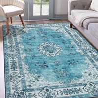 Tapis Persan Vintage Sur Mesure pour Salon, Tapis Oriental Rétro Antidérapant et Durable, Tapis de Sol Décoration Intérieure Chambre Table Basse