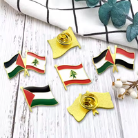 Écusson à revers à motif drapeau croisé Liban Palestine Yémen, prêt à l'emploi, en stock, avec autocollants 3M