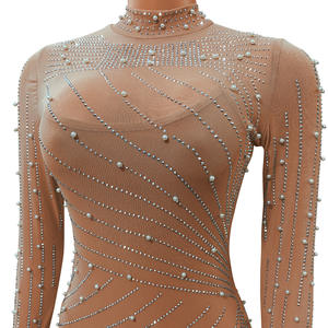 सरासर सेक्सी चेहरे की लंबी आस्तीन वाली राइनस्टोन पार्टी ड्रेस फ्रिंज शाम की शादी के प्रोम कपड़े - Product Image 6