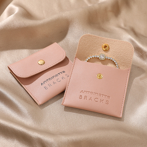 Bolsa de Joyería de Cuero PU con Logotipo Personalizado, Bolsa de Embalaje de Joyería de Cuero Artificial con Cierre de Botón, Bolsa de Regalo - Product Image 5