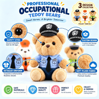 Peluche douce de 4 pouces, ours en peluche policier ou animal en peluche pompier, avec uniforme, porte-clés, pour prix de machine d'arcade de centre commercial et usine