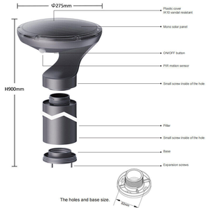 Năng lượng mặt trời <span class=keywords><strong>LED</strong></span> Pathway vườn Patio cảnh bollard giọng Đèn Ngoài Trời - Product Image 3