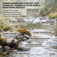Canne à pêche ultralégère en fibre de carbone pour petits poissons, micro-canne à pêche, canne à lancer pour truites, canne à lancer pour étangs, canne à leurre pour étangs