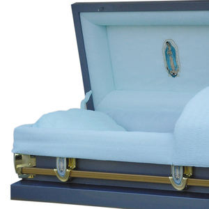Bleu ombragé or clair finition 28 ''vêtements couverts cercueils et cercueils en acier inoxydable pour enterrement humain