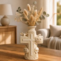 Vas Keramik Minimalis Ramah Lingkungan untuk Halloween, Dekorasi Meja Bentuk Labu, Tengkorak, Tengkorak Kecil, dan Kelelawar, Vas Bunga