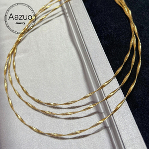 อาซูโอ ไฟน์ จิวเวลรี่ ของแท้ 18K โซลิดเยลโลว์โกลด์ไม่มีหินเทียม สร้อยคอโซ่ ของขวัญสำหรับผู้หญิง งานเลี้ยงวันเกิด AU750 - Product Image 1