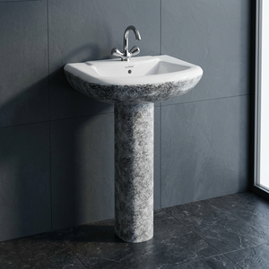 Vasque en céramique Vitrosa rustique bicolore avec piédestal intégral, nouveau motif, design moderne - Product Image 6