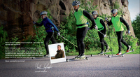 Patins à roulettes classiques avec roues en caoutchouc, emballés, équipement d'entraînement traditionnel pour le ski nordique.