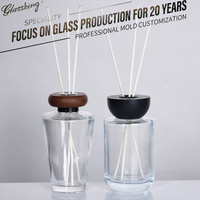 Bouteilles diffuseurs en verre transparent sans plomb personnalisées en usine, 50 ml, 300 ml, récipients d'aromathérapie de luxe, acceptent la personnalisation du logo et de la couleur.