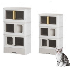 Multifunzionale pieghevole e facile da montare impilabile salvaspazio 3 in 1 casa per gatti fai da te villa condo - Product Image 1