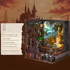 DIY Book Nook Kit 3D Miniature Bookshelf Insert with LED Lights Creative Bookend Decor for Book Lovers Home <strong>Library</strong> - Product Image 5