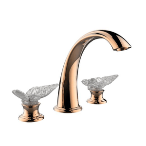 <span class=keywords><strong>Robinet</strong></span> de salle de bains en laiton, mitigeur de lavabo en or chaud et froid, <span class=keywords><strong>robinet</strong></span> de lavabo, douche en or poli avec 2 poignées en cristal - Product Image 1