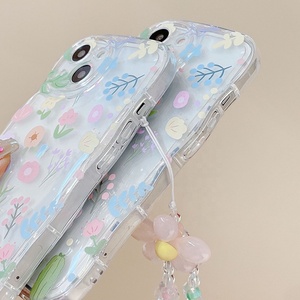 Wave Edge Lovely Fresh con correa de muñeca de flores TPU funda de teléfono móvil para <span class=keywords><strong>Iphone</strong></span> 6 7 8 X <span class=keywords><strong>Xr</strong></span> XS 11 12 13 14 15 16 Pro Max - Product Image 4