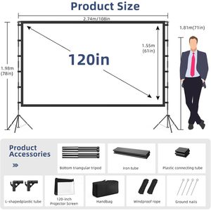 Vamvo 120 'Di Động Trong Nhà/Ngoài Trời Movie Màn Hình Có Thể Gập Lại <span class=keywords><strong>10</strong></span> Chân Đứng 3D 16:9 Màn Hình Máy Chiếu Cho Rạp Hát Tại Nhà Sự Kiện Ngoài Trời - Product Image 6