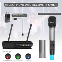 Microphone sans fil portable en métal à double canal UHF multifonctionnel DX6, adapté au karaoké, à la scène d'église