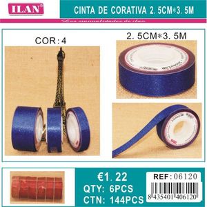 Nastro decorativo Iln 2,5 cm x 3,5 m blu per lavori artigianali e progetti fai da te - Product Image 3