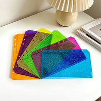 Pochettes pour classeurs A5 A6 A7 à 6 trous, enveloppes de budget sans fermeture éclair, organiseur de documents, pochette transparente en PVC à paillettes, ouverture latérale