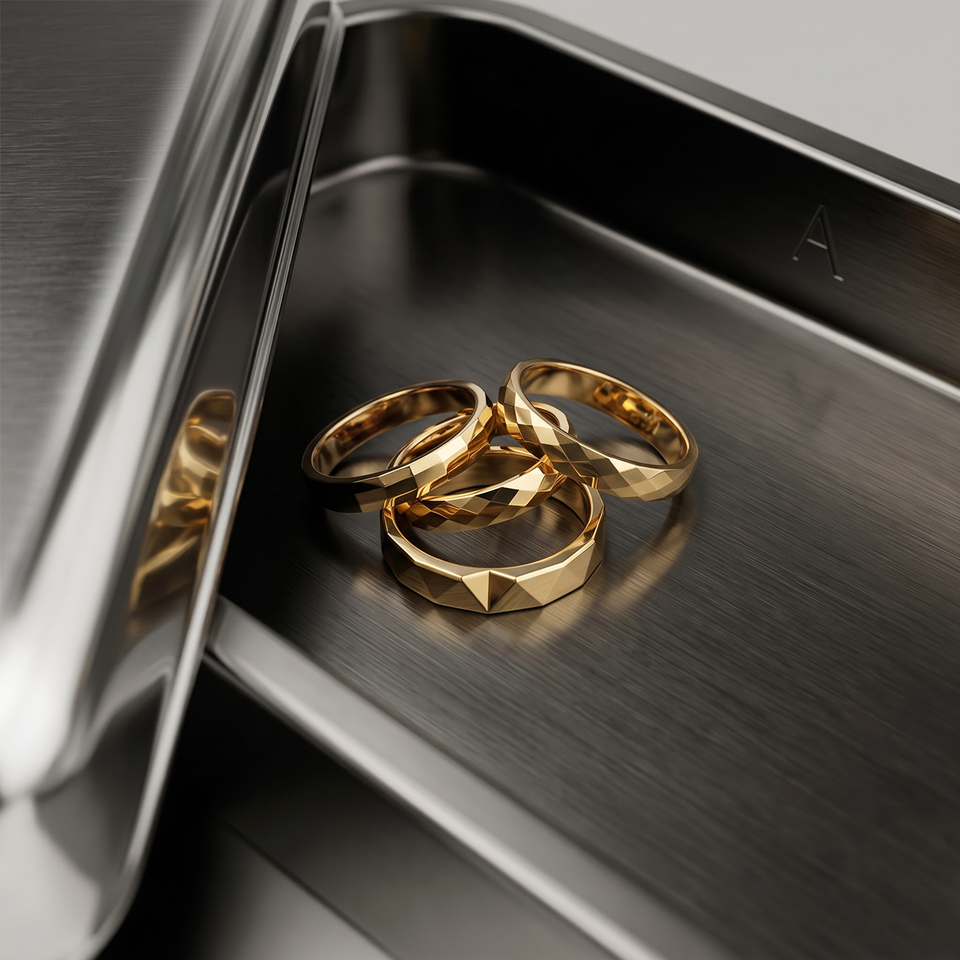 Multifunction Key Rings Chris April 316L Stainless Steel Gold Plated Multi-Faceted Cut Plain ...