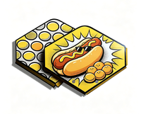 Boîte d'emballage en papier de qualité alimentaire personnalisée pour gaufres à bulles, motif poulet chef de dessin animé, pour snacks à emporter